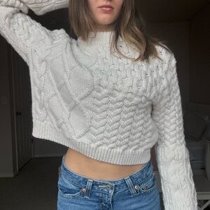 White Cable Knit Sweater